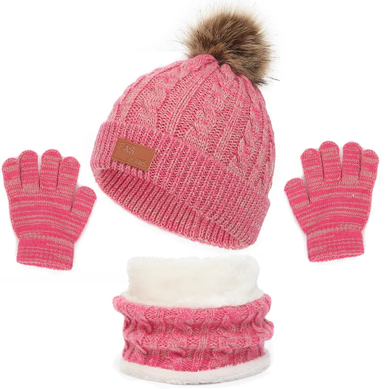 3pcs/set Hat Gloves For 2-8 Y Best